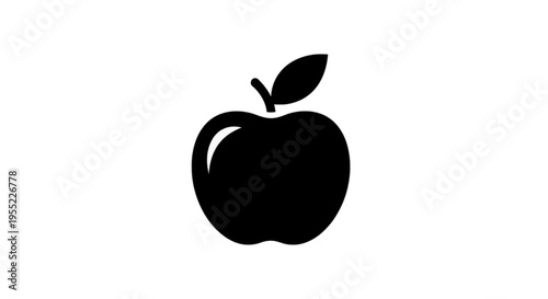 Vector illustration of black silhouette of an apple icon