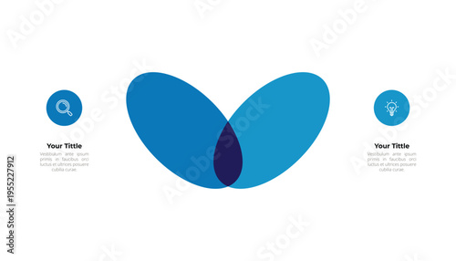 Blue Overlapping Oval Venn Diagram Infographic With 2 Step and  Icons