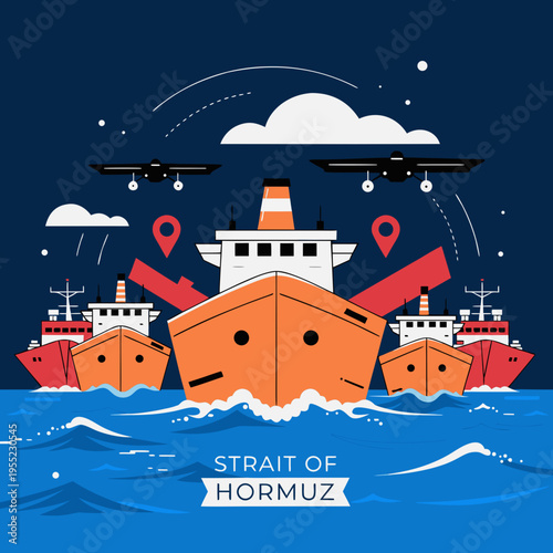 Strait of Hormuz Oil Crisis Vector