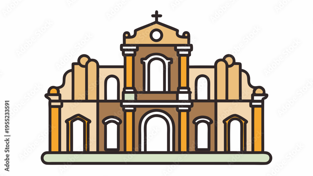 Obraz premium Ruins of St. Paul's Macau Landmark Icon Vector