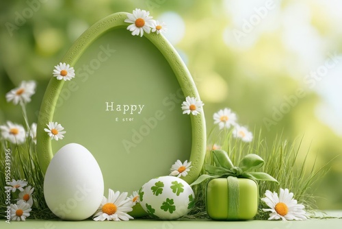 Easter Eggs and Flowers in Green Arch