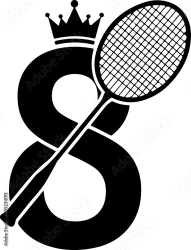 Vector tennis racket and crown on letter S icon