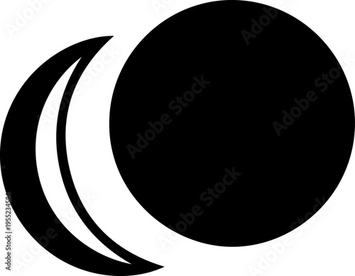 Vector solar eclipse icon, black and white