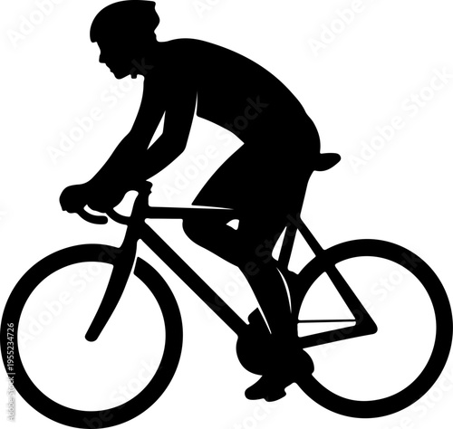 Vector silhouette of a cyclist riding a bicycle