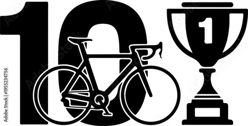 Vector icon of bicycle and trophy number 1