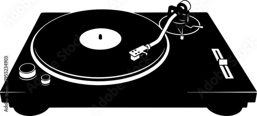Vector record player icon, vinyl turntable illustration