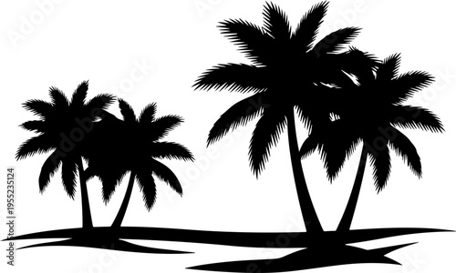 Set of 3 black palm tree silhouettes vector