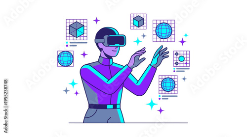 Immersive technology person navigating a futuristic virtual environment seamlessly