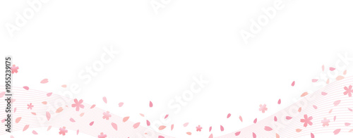 満開の桜の花が散る背景、桜吹雪の背景