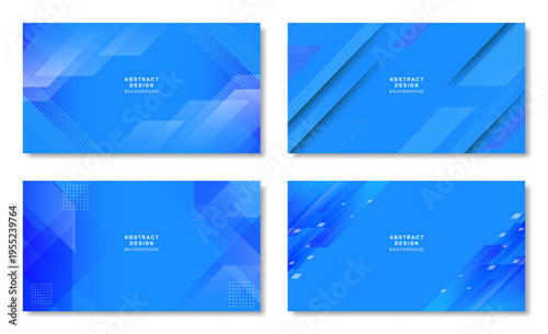青色のデジタルトランスフォーメーションの背景セット、ベクターDX抽象パターンのコレクション