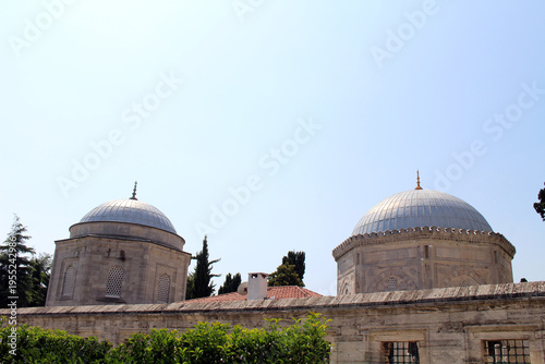 Royal Ottoman mausoleums stone domes September Summer 2024 Ancient tombs of Sultan Suleyman and Hurrem Istanbul