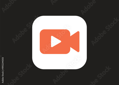 Video recording and movie camera icon for multimedia and cinema