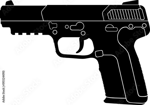 Five seven pistol silhouette vector illustration