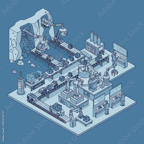 Isometric Polar Bear Factory - A Chilling Production Line.
