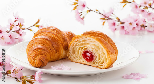 桜の花とクロワッサン
