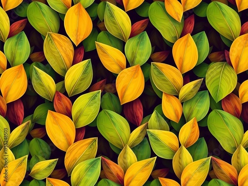 Abstract pattern of overlapping leaves, organic shapes, seamless texture,  leaves,  natural