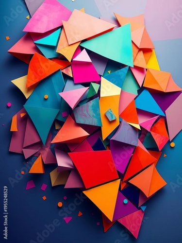 Abstract representation of a quandary with fragmented geometric shapes in a vibrant color palette,  colorful,  confusion