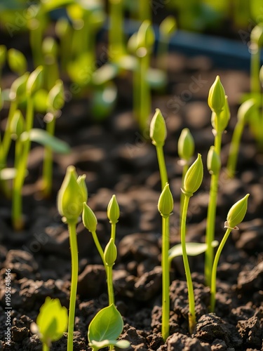 Green shoots unfurl rapidly, showcasing the efficiency and quick success of modern gardening techniques,  cultivation,  plant yield