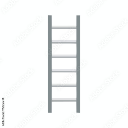 Vertical gray ladder with six light gray rungs against a white background