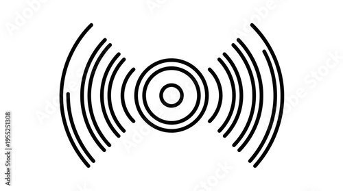 Open Circle Symmetric Wi-Fi Signal Icon Broadcasting Waves on Isolated White Background