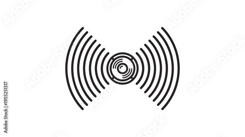 Symmetric Wi-Fi Signal Icon Broadcasting Waves on Isolated White Background