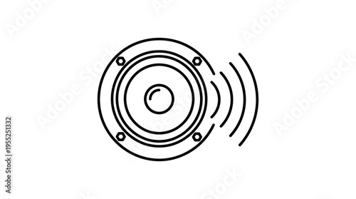 Small Speaker or Audio Signal Output Icon with Waves on isolated white background