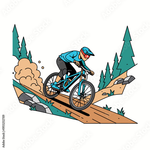 Professional downhill cyclist navigating rocky terrain