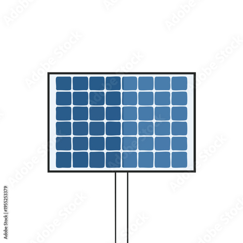 Rectangular solar panel with blue cells and black frame, mounted on two posts