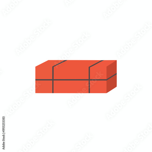 Flat illustration of a rectangular orange package with dark gray straps