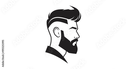 Stylized bearded man profile with modern hairstyle illustration