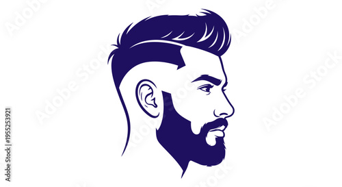 Stylish man with modern haircut and beard in profile