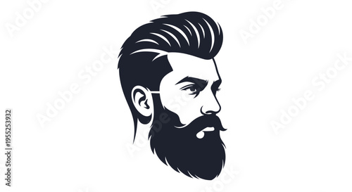Stylish man with beard and modern haircut in profile view