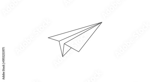 Simple paper airplane line art icon on white background