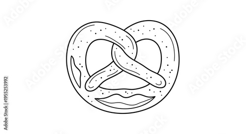 Simple line art pretzel doodle with mouth illustration