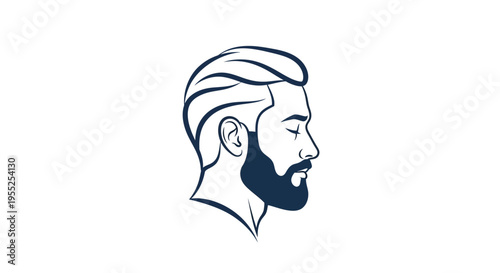 Modern man's head profile with stylish haircut and beard