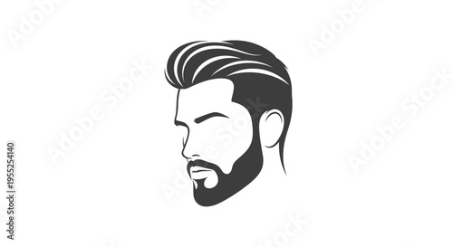 Modern man's head profile with stylish beard and haircut