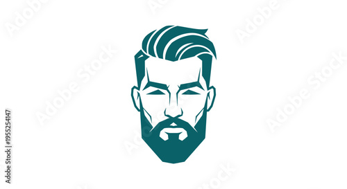 Modern stylized man head illustration with beard and haircut