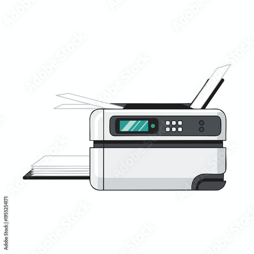 A clean, modern all-in-one printer with papers loaded, ready to work