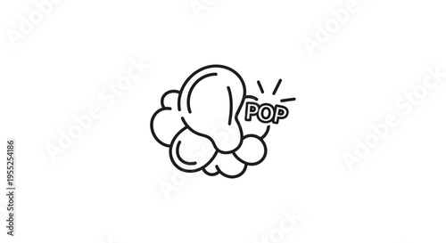 Minimalist outline icon of popcorn kernels popping