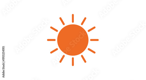 Minimalist orange sun icon on white background