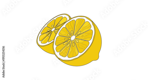 Lemon cut in half on a white background