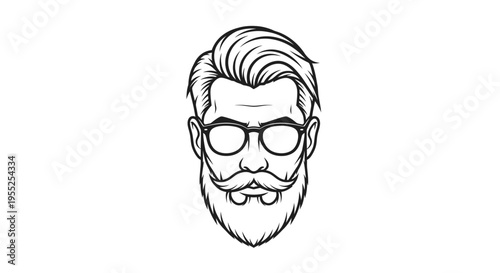 Hipster bearded man with glasses and mustache illustration