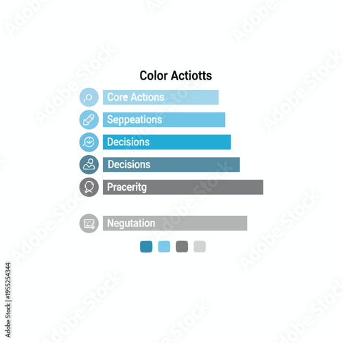 Conceptual diagram illustrates actions and decisions with icons and colored bars