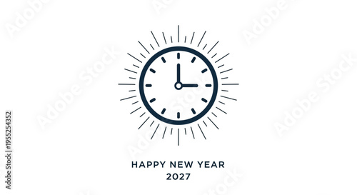 Happy New Year Clock Face.