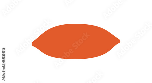 Flat orange capsule shape on white banner with black stripes