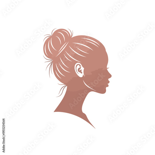 Elegant woman profile silhouette with neat hair bun hairstyle