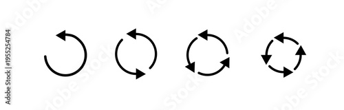 recycle symbol collection. recycle black vector icons in a row, isolated on white background. set of recycle vector icons 