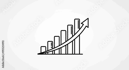 Bar graph with increasing arrow showing business growth success