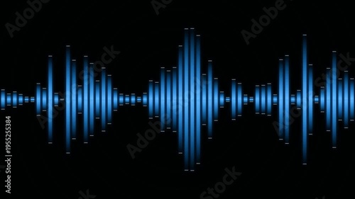 Blue Sound Wave Motion Graphic Representing Audio Frequency and Amplitude