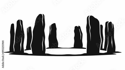Stonehenge Megalithic Stone Circle Icon on Isolated White Background